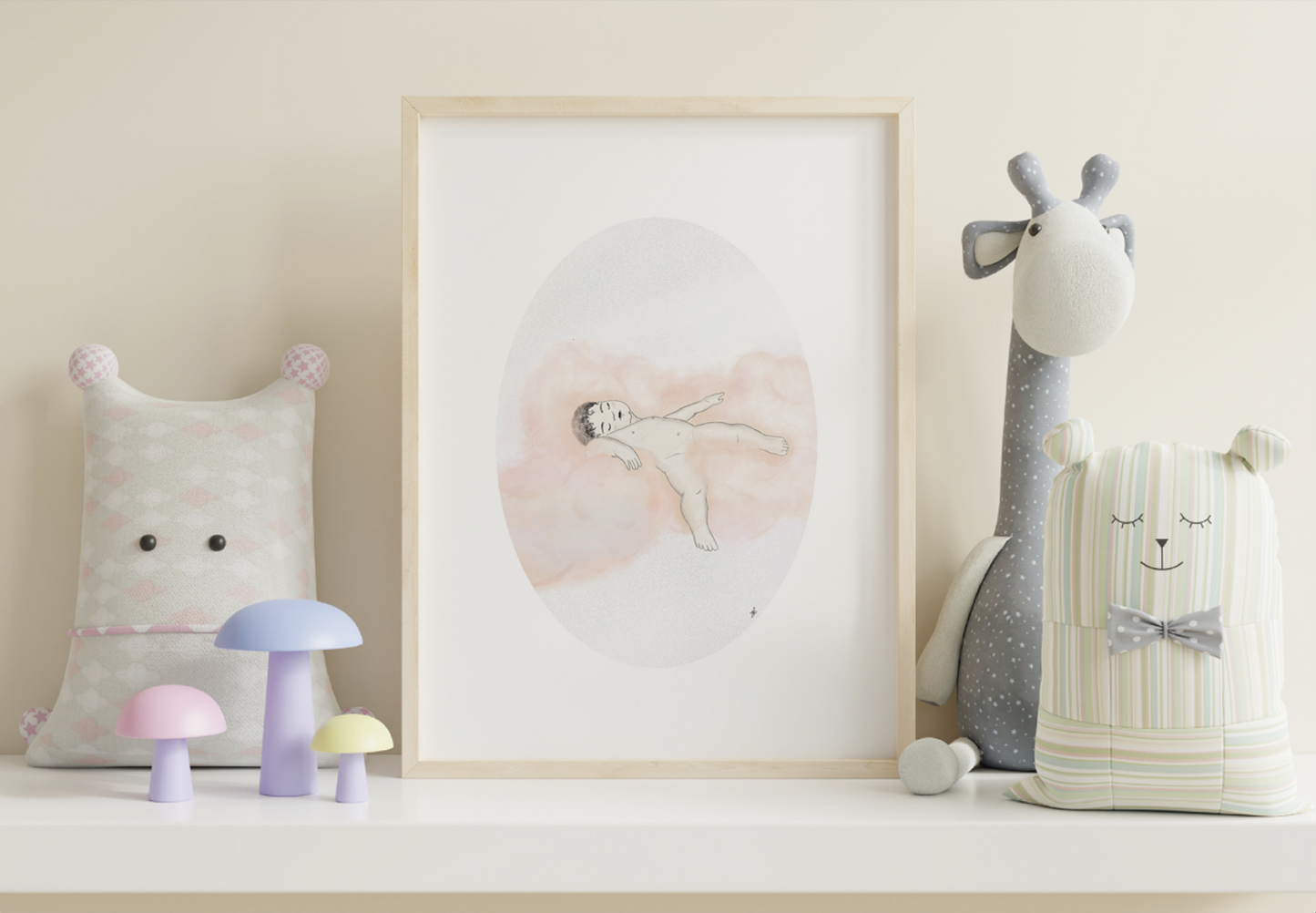 Baby auf rosa Wolken