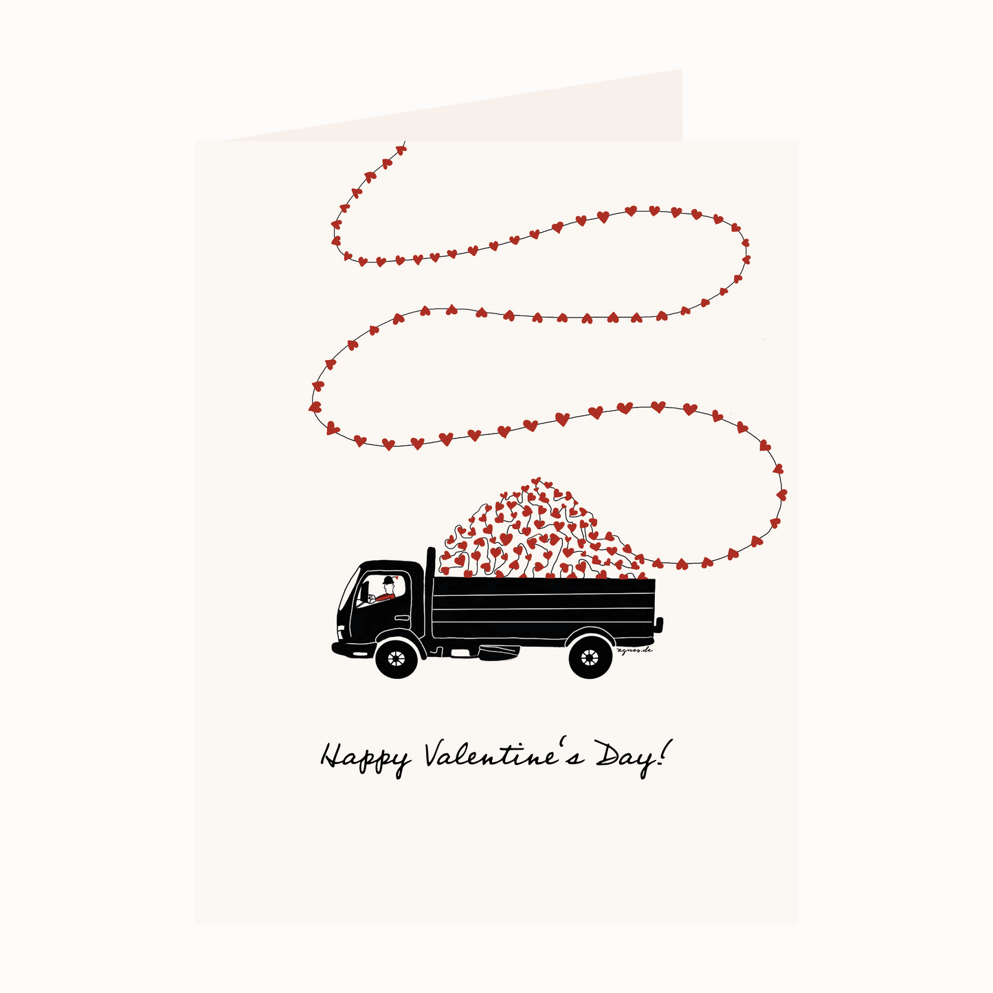 Valentinskarte – Auto mit Herzgirlande