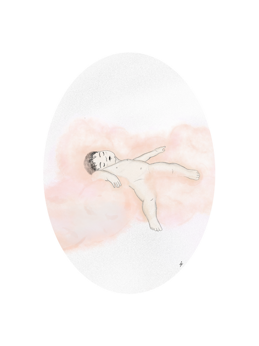 Baby auf rosa Wolken